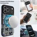 Bonoma Mganetic for iPhone 17 Pro Case [Compatible with MagSafe] Cute Ribbon Bow Pattern for Women Girls Soft TPU Bumper Translucent Matte Slim Shockproof Phone Case-Black