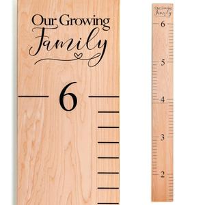 Headwaters Studio Wooden Growth Chart Kids Height Chart, Wall Measurement for Kids, Height Chart for Wall, Growth Ruler for Children Our Growing Family, Natural (6.7" to 6.5")