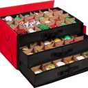 GOODLYGHTS Christmas Ornament Storage Container Box, Adjustable Dividers- Large Christmas Ball Storage Boxes with 3 Removable Trays Keeps Holiday Decorations (72-4")