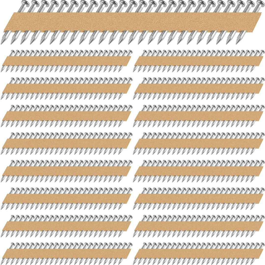Zonon 3000 Count 1 1/2 Inch Metal Connector Nails Galvanized Joist Hanger Nails 34 Degree Paper Tape Collated Full Round Head Smooth Shank for Metal Connector Nailer(0.148 Inch)