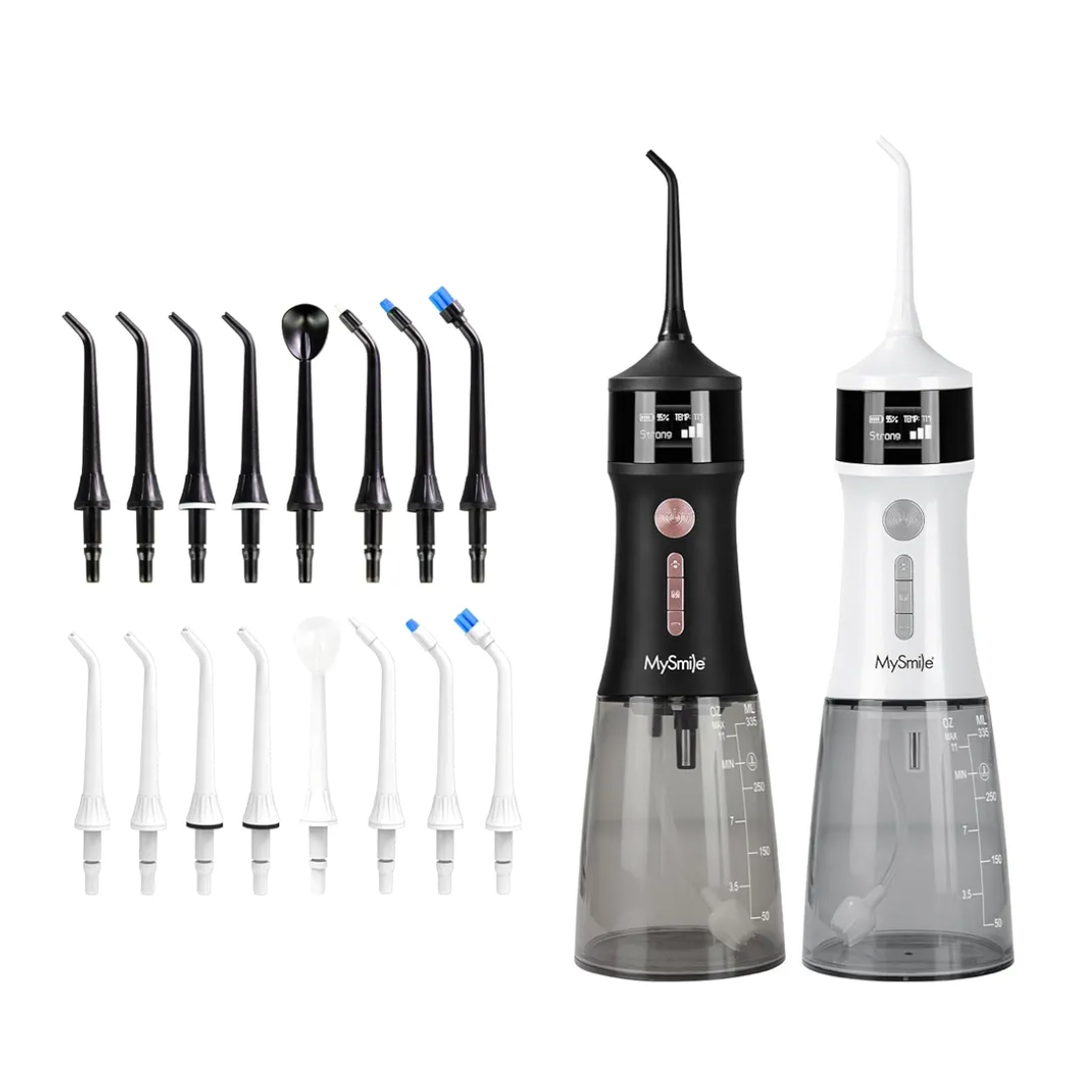MySmile LP221 Cordless Water Dental Flossers for Teeth Black and White Combo