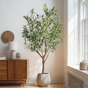 4ft Artificial Olive Tree Faux Olive Plant for Home Decor, Large Fake Olive Tree Modern Farmhouse Style, Floor Plant for Indoor Artificial Trees for Home Decor Indoor, Arbol de Olivo Artificial