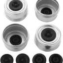 4 PCS 2.44'' Trailer Hub Dust Cap Trailer Axle Grease Cap with 8 Rubber Plugs, Steel Wheel Bearing Dust Caps Fit for Most Standard 5200 to 6000 Pound Axles Boat Dexter EZ Lube Trailer Camper RV