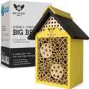 Bee House - Weather-Resistant Natural Wood Mason Bee Box for Power Pollinators - Simple Installation for Gardens - Pollinator House