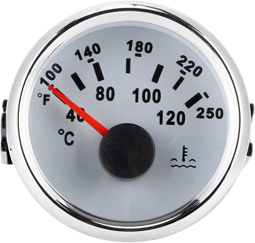 FastUU Electric Water Temperature Gauge, 40-120  Waterproof Boat Water Temp Gauge, 52mm/2in Marine Engine Water Temp Meter for Boat, RV, Car, Truck, Generator (White Dial)