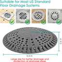 Shower Drain Hair Catcher, 2 Pack 5.5in Shower Hair Catcher Large Premium Silicone Drain Protector Strainer, Shower Drain Cover for Shower Room, Floor Drain, Bathroom Sink, Dark Grey