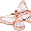 Butterfly Cell Phone Ring Grip Holder, 360 Degrees Rotation Phone Ring Grip Stand, Metal Finger Kickstand Compatible with iPhone, Samsung Galaxy, Android Phone