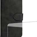 Magnetic for ZTE Nubia Z70 Ultra Leather Case + 1 Pcs Tempered Glass Screen Protector - Shockproof Leather Flip Credit Card Holder Stand Cell Accessories (Black)