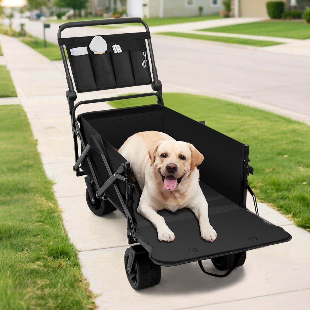 Large Dog Stroller Cart,Foldable Dog Wagon Cart for Medium & Large Dogs with Tailgate, Up to 160 lbs