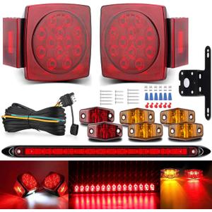 LIMICAR LED Boat Trailer Lights Kit, Submersible LED Trailer Light Kit for Utility Trailer w/25FT Wire Harness, Stop Turn Tail Brake License Plate Side Marker Lights, IP67 Waterproof for Boat RV Truck
