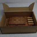 Kikcoin Extra Large Bamboo Cutting Boards, (Set of 3) Chopping Boards with Juice Groove Bamboo Wood Cutting Board Set Butcher Block for Kitchen, End Grain Serving Tray