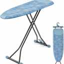 APEXCHASER Ironing Board with Iron Rest, Compact and Space Saver Iron Board, Extra Thick Cover, Height Adjustable, Wall Mount & Closet Hanger 13x43 Blue