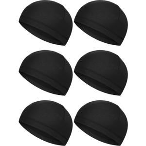 Boao 6 Pieces Cooling Skull Caps Helmet Hard Hat Liner Sweat Wicking Running Beanie Cycling for Men Women (Medium, Black)