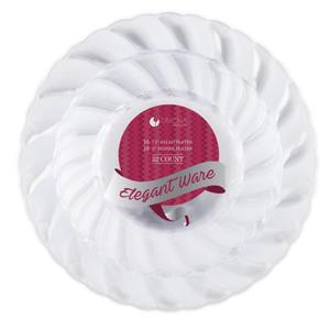 Elegant Combo Clear Plates, 7" and 9" Shrink Wrap, Case of 128 (4 packs x 32)