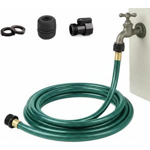 Garden Hose Durable for Patio Cleaner: Heavy Duty 15 FT 1/2 Inch PVC Hose with GHT Fittings for High-Pressure Watering Tasks (Green)