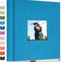 Artfeel Photo Album Self Adhesive Scrapbook Album for 3x5 4x6 5x7 8x10 Pictures,120 Pages Linen Cover with Display Window DIY Photo Book,Ideal Gifts for Family Travel Wedding Baby (Blue)