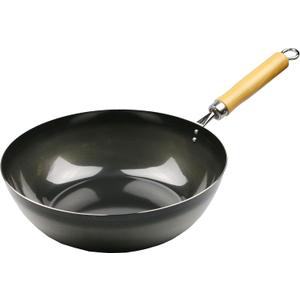 Pearl Metal HB-2406 Tsubamesanjo Iron Frying Pot, 11.0 inches (28 cm), Induction Compatible, Deep Type, The Iron, Black