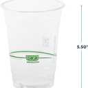 ECO PRODUCTS GreenStripe Clear Compostable 16oz PLA Plastic Cups, Case of 1000, Disposable Renewable Plant-Based Cold Cups, For Cold Drinks & Snacks, BPI Certified, ASTM Compliant.