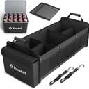 K KNODEL Extra Large Trunk Organizer With Cooler Bag, 3 Compartments Car Organizer, Heavy Duty SUV Trunk Organizer with 2 Adjustable Securing Straps (4-in-1, Black)