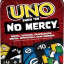 Mattel Games UNO Show em No Mercy Card Game in Storage & Travel Tin for Kids, Adults & Family Night with Extra Cards, Special Rules & Tougher Penalties