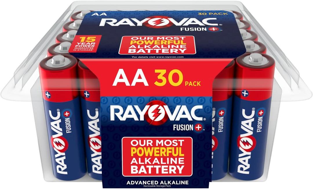 Rayovac Fusion AA Batteries (30 Pack), Double A Alkaline Batteries