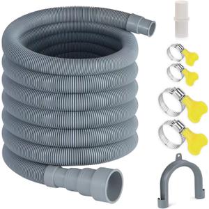 Elyfree 16.4ft Washing Machine Drain Hose, Universal Drain Hose Extension Kit for Washer, Dishwasher, Flexible Discharge Hose for LG/ GE/ Samsung, Fit up to 1-1/2 Inch Drain Outlets (16.4)