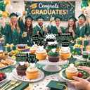 4 x 42pcs Graduation Cupcake Toppers Class of 2026 Paper Cupcake Picks Grad Cap Diploma Picks for Dessert Food Pizza Decorations (Green white)