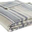 Eddie Bauer - King Blanket, Lightweight Cotton Bedding, Luxurious Bedding Set (Herringbone Blue Stripe, King)