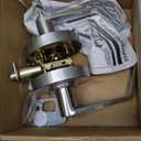 Tandefio Vacant Occupied Bathroom Lock, Commercial Door Handle with in-use or Vacancy Occupied Deadbolt, Privacy Indicator Restroom Handle Lock for Restrooms, Satin Chrome(90mm,Silver,1 Set)