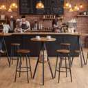 YATINEY Bar Table Set of 2, 2-Tier Round Pub Table, Counter Height Cocktail Table for Small Spaces, Dining Room, Cafe, Pub, Rustic Brown and Black BT12L2BR