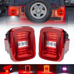 Led Tail Lights Kit for 87-95 J'eep Wrangler YJ, 1997-2006 TJ, J'eep CJ5 CJ7 CJ8 Red Led Brake Turn Signal Lights & White Reverse Light License Plate Lamps Red Lens Tailight Assembly