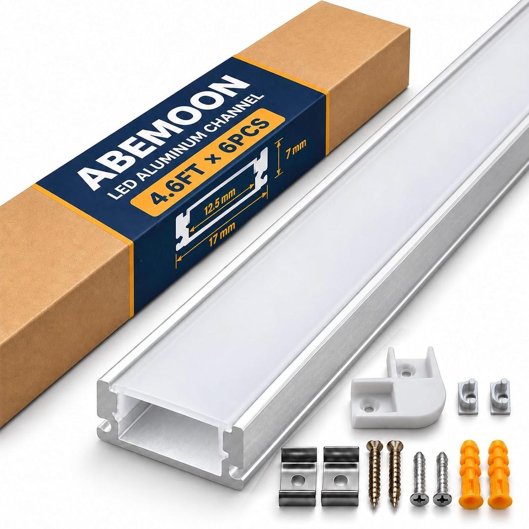 6-Pack 4.6ft/55in/1.4M U LED Aluminum Channel for LED Strip Lights