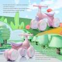 Baby Toddler Balance Bike with Bubble Machine for 1 Year Old Children,4 Wheels Kids Balance Bike w/Bubble Maker,Kids Ride on Toys w/Music,Headlight for Ages 12-36 Months Boys Girls (Light Pink), Large