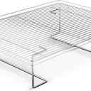 Flip-Free Crispmaster 1st Ever 4-Inch Elevated Roasting, Baking, and BBQ Rack for 360 Heat Stainless Steel Wings, Fries, Chicken, Veggies, Turkey for Oven, Grill, or Smoker 17 x 13