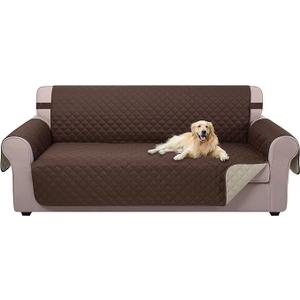 UNICE HOME Reversible Sofa Cover Washable Couch Cover for Dogs Friendly with Elastic Straps Water Repellent Furniture Protector for 3 Cushion Couch (Sofa, Coffee/Beige)