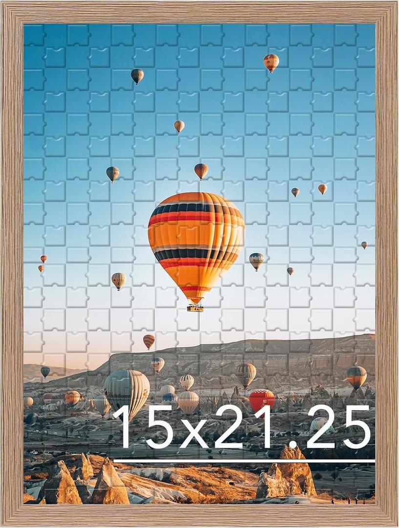 JCJMY 15x21.25 Puzzles Frame Rustic Brown, Wall Hanging 15 x 21.25 Picture Frame for 15 by 21.25 Poster Photo Canvas Picture Puzzles with Shatter Resistant Plexiglass, Rustic Brown