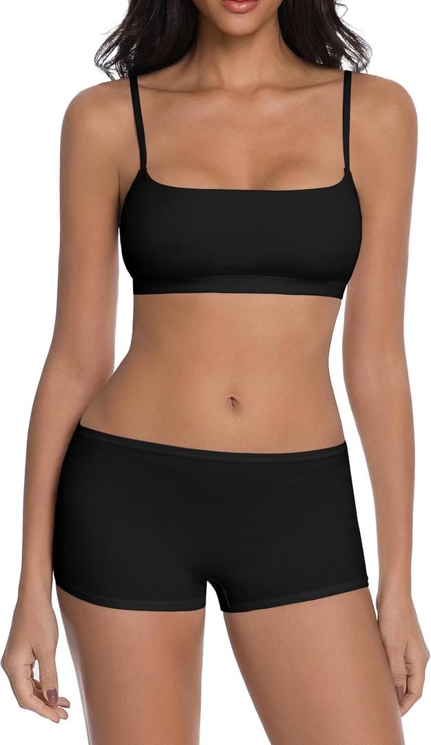 Abonlen Lounge Sets for Women 2 Piece Pajamas Camisole Tops With Shorts Sleepwear Tank Tops