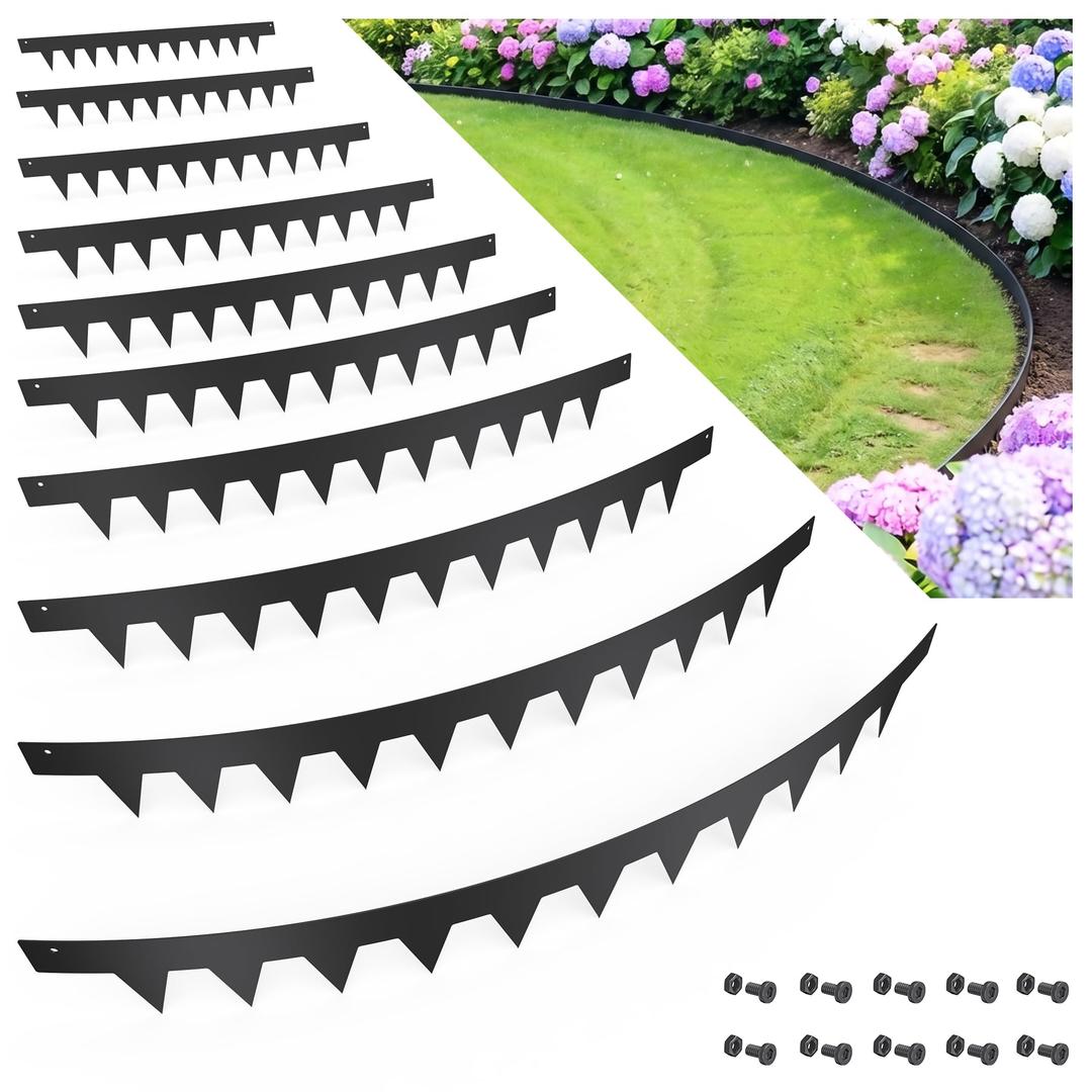 PIPZEN Landscape Edging Black Metal Garden Border for Flower Beds, Black L40in 10pcs