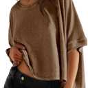 Dokotoo Summer Shirts 2025 Womens Solid T Shirts for Women Loose Oversized Tops Basic Tee (Medium)