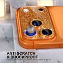 Choiche Compatible for iPhone 17 Pro Max Camera Lens Protector, Bling Camera Cover with 9H Tempered Glass Lens Screen Protector Metal Ring Decoration Accessories 6.9-inch (Glitter-Orange)