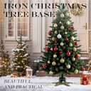 Heavy Duty Cast Iron Christmas Tree Stand, Large Vintage Metal Base for Real/Artificial Trees, Holds Up to 4ft Mini Trees with 1.77" Max Trunks, Pinecone-Designed Tree Holder for Holiday Village Display