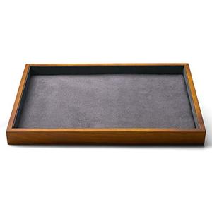 Oirlv Wood Flat Jewelry Tray Stackable Jewelry Drawer Organizer Showcase Jewelry Holder (Grey)