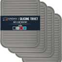 Silicone Trivets for Hot Dishes, Pots, Pans (4 Pack) - Heat-Resistant Pot Holders for Kitchen Countertop Mats - Silicone Trivet Mat (9 x 12 Inch) - Multipurpose Counter Pads (Grey)