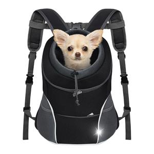 YUDODO Dog Front Carrier Backpack, Adjustable Breathable Pet Carrier for Small Dogs Cats, Ventilated Puppy Back Pack with Safety Belt, Lightweight Doggy Backpack for Hiking Outdoor (Black, M)