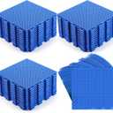 Huwena 50 Pcs Modular Interlocking Cushion Floor Tiles 10 x 10 Inch Non Slip Pool Floor Mat Blue Interlocking Rubber Draining Flooring Tiles with Hole for Drain Deck Patio Balcony Shower Kitchen