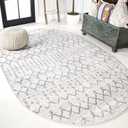 JONATHAN Y Boho Vintage Diamond Cream/Gray Oval Area Rug 4X6 ft, Moroccan Hype for Living Room, Bedroom, Kitchen, Office, Easy-Cleaning, High Traffic, Pet-Friendly, Non-Shedding (MOH101B-4OV)