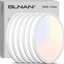 BLNAN LED Flush Mount Ceiling Light, 12 Inch 24W 3000K 4000K 5000K Hardwire Light Fixture, Ultra Thin Round White Lamp for Kitchen Porch Bedroom Hallway Stairwell Basement, Non-dimmable 6 Pack
