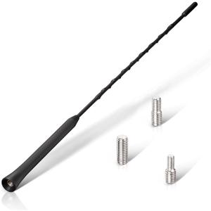 Eightwood Car Antenna Replacement 16 inch (Only for Roof-Mounted), AM FM Universal Roof Mount Car Radio Antenna Mast, Flexible Rubber Antennae with M4 M5 M6 Threaded Adapter