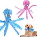 2 Pcs Octopus Dog Toys, No Stuffing Squeaky Dog Toys Chew Toys for Dogs Puppy Toys Indestructible Dog Toy for Small & Medium & Large Dogs (Blue,Purple)