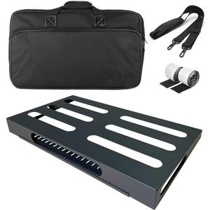 22" x 12.5" Guitar Pedal Board with Power Supply Tray, Carry Bag & Mounting Tapes Included (Black, SPB-22S)